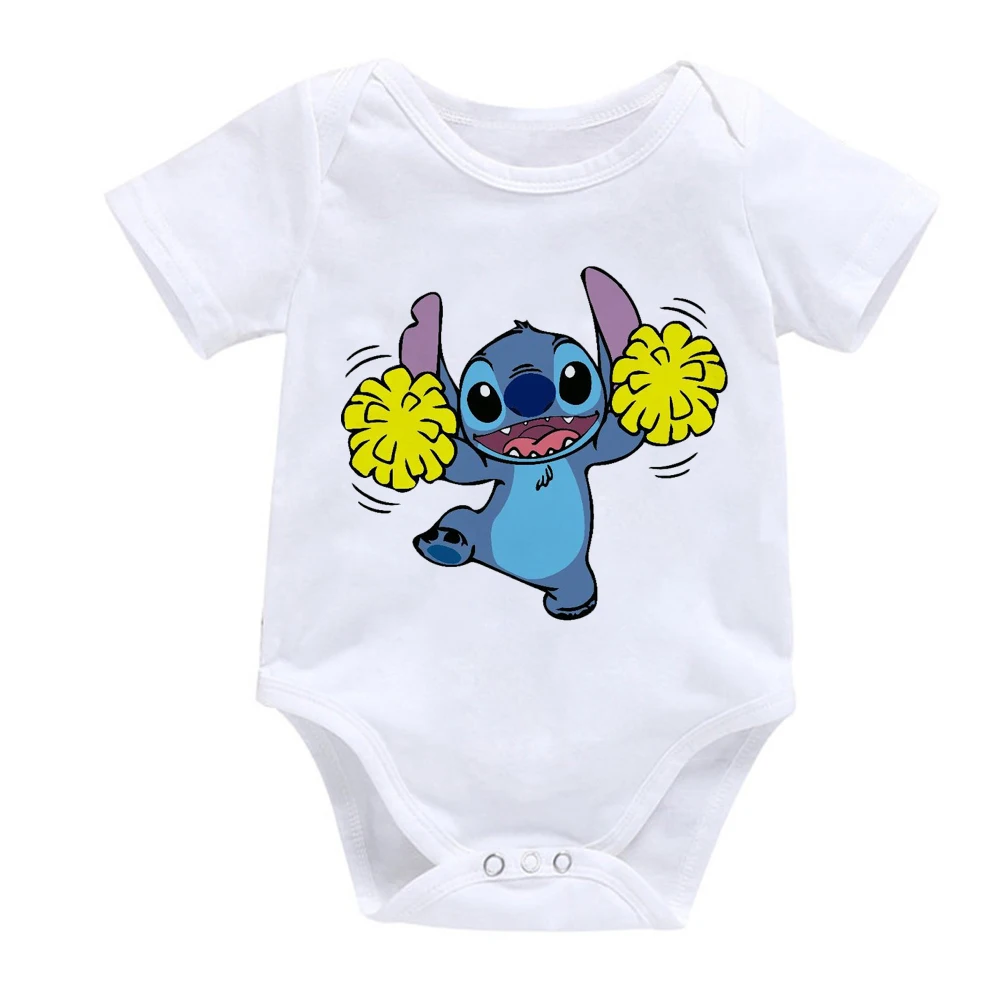 Newborn Baby Boy Girl Romper Cute Disney Lilo & Stitch Short Sleeve Jumpsuit Infant Clothes Sibling Outfits Dropship