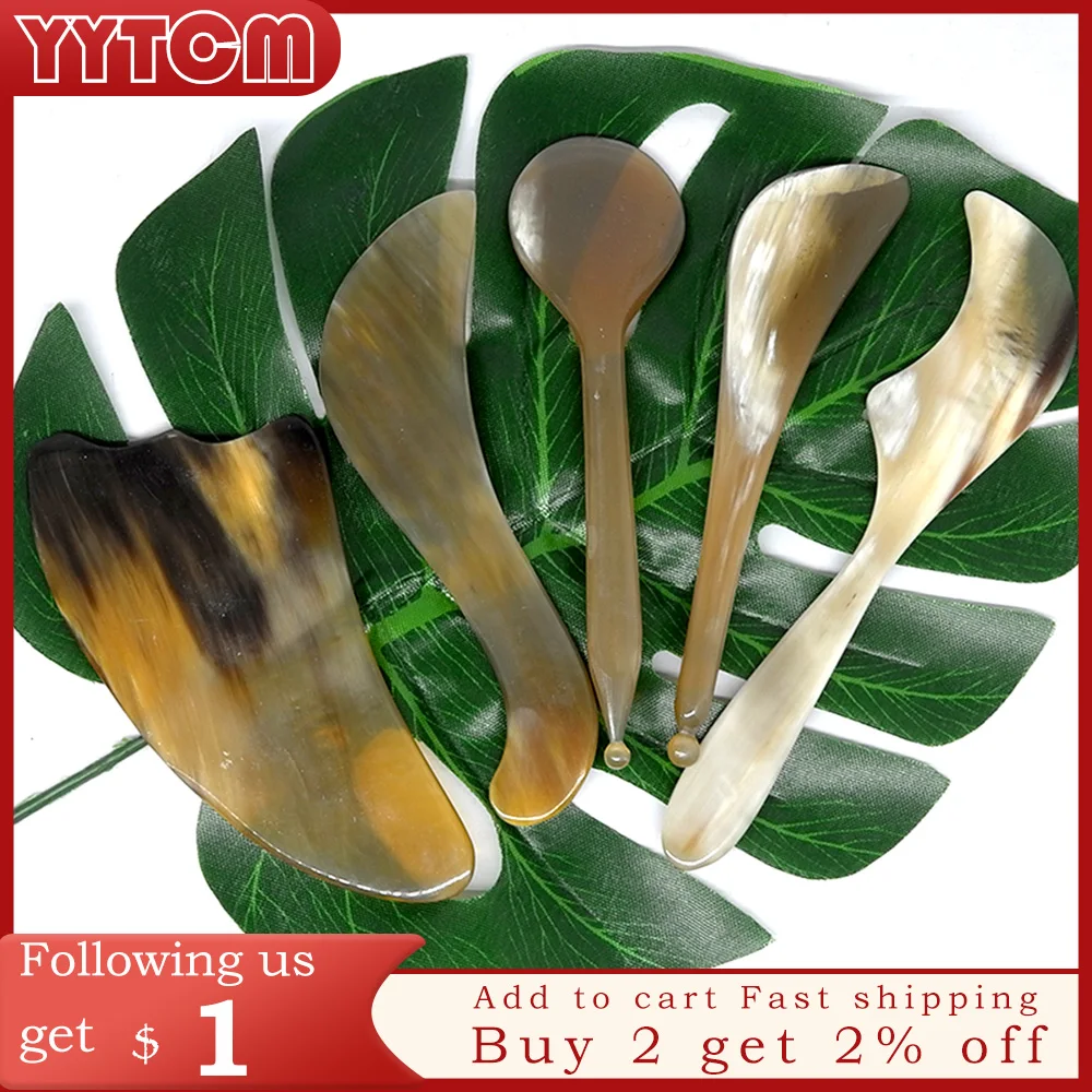 

Tontin natural Yellow Ox Horn Arm Leg Slimming V Line Face guasha Massage tool gua sha scraper board for paint removal gua-sha