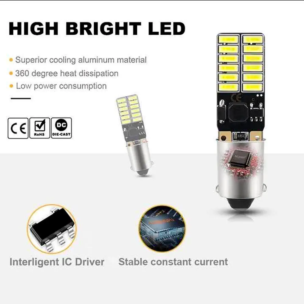 150 шт. BA9S 4014 T4W H6W 363 1445 светодиодный белый светодиод 24 SMD Автомобильная Лампа