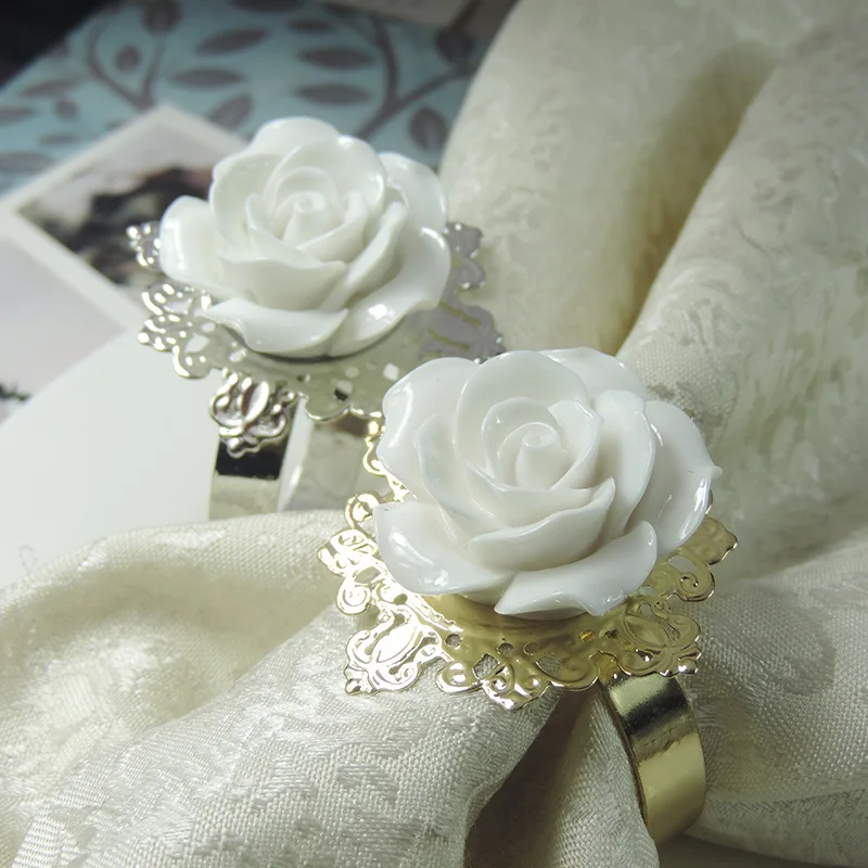 

Napkin Buttons Hotel Flowers Napkin Rings Restaurant Tableware Holders Wedding Towel Racks Candlelight Dinner Decorations
