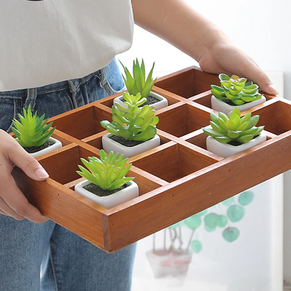 

Multi-Functional Vintage Wooden Storage Divider Box 12-Grid Drawer Desk Organizer Tray Holder For Crafts Flowers Plants Jewelry