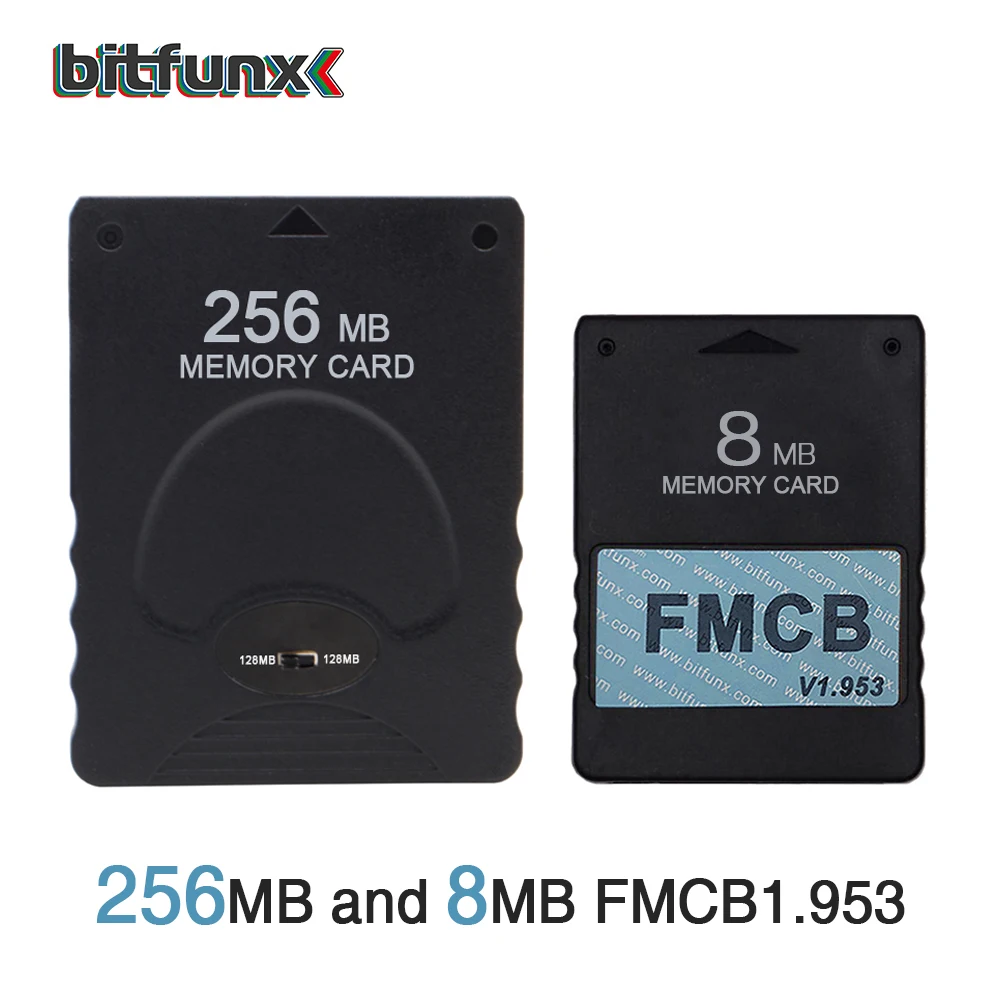 Карта памяти Bitfunx 256MB Save Game Data Stick модуль для Sony PlayStation 2 PS2 черный белый цвет пустая