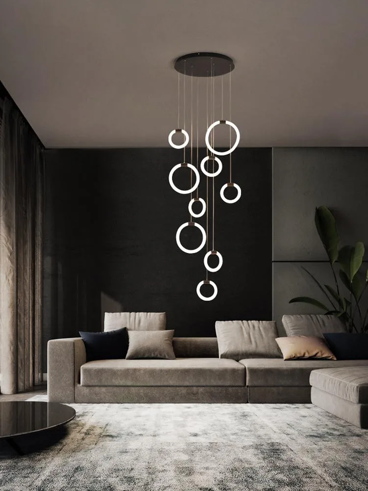 Satılık Dubleks Daire Oturma Odası LED Avize Spiral Merdiven Droplight Yemek Odası Tavan Asılı Işıklar Modern Kapalı ışık