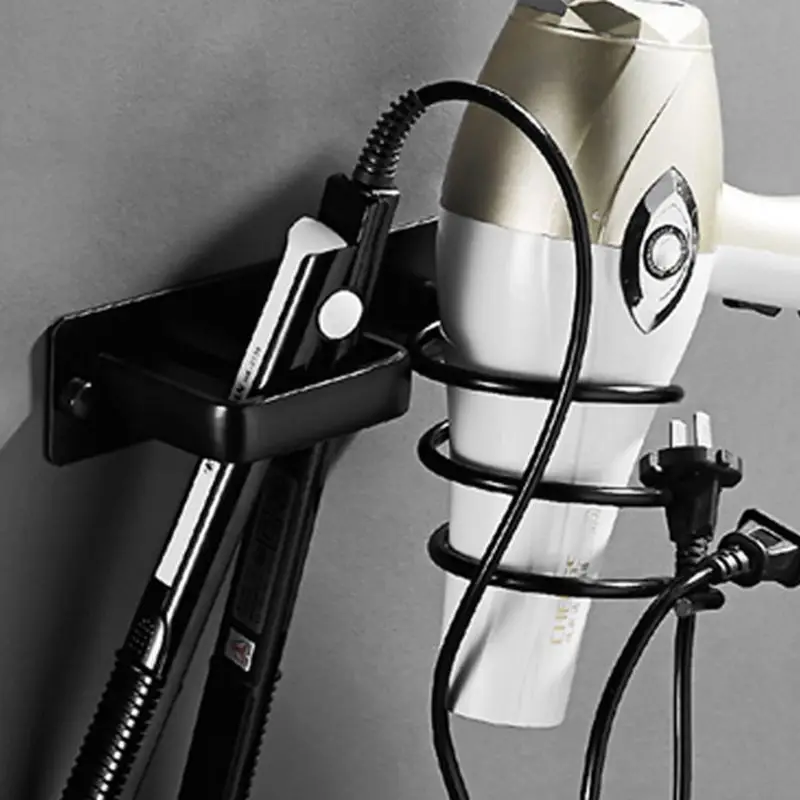

Aluminum Wall Mounted Hair Dryer Rack Storage Organizer Hair Straightener Holder