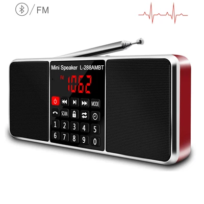 Red Lefon цифровое портативное радио AM FM Bluetooth динамик стерео MP3 плеер TF/SD карта USB привод Громкая связь вызов светодиодный экран дисплея - Цвет: Red