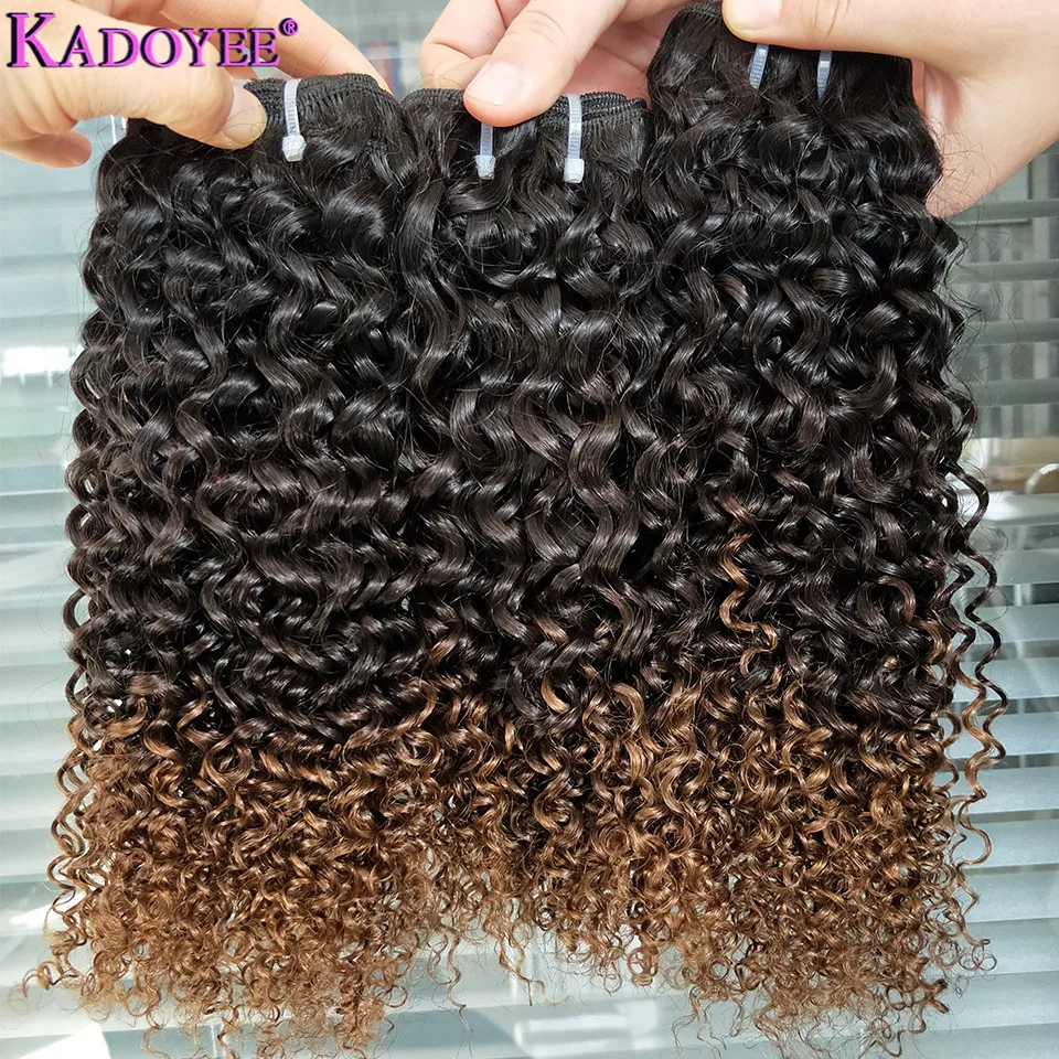 

Kinky Curly Human Hair Bundles Ombre Color 3Bundles/ 4 Bundles 8-26" Middle Ratio Brazilian Remy Hair Extensions For Black Women