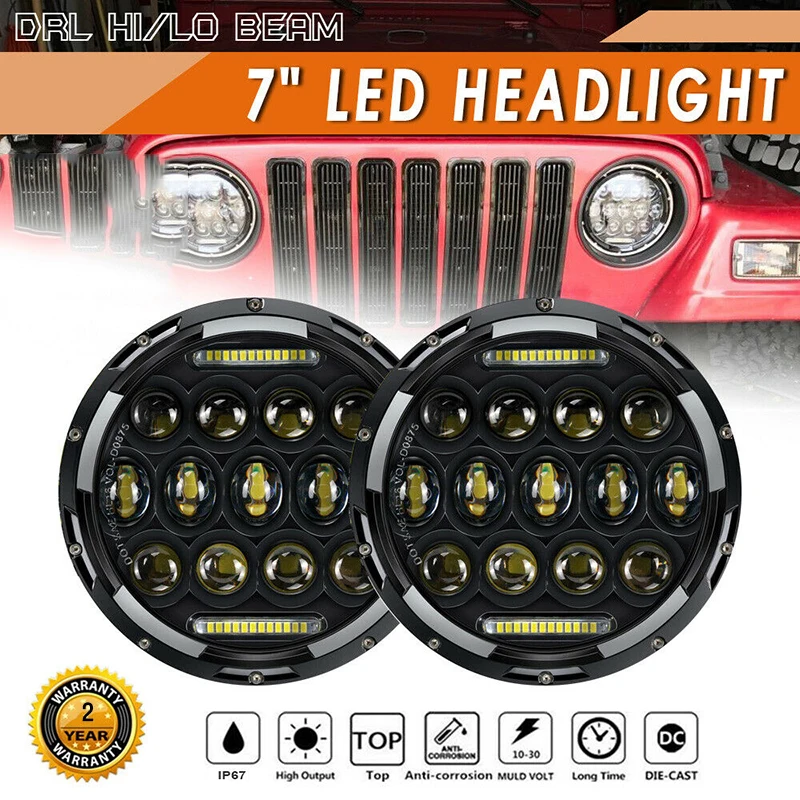 Black 7INCH for JEEP 7 дюймов 75 Вт светодиодный налобный светильник для Harley, светильник для вождения+ противотуманная фара+ монтажная головка, то же самое для Jeep NIVA& мотоциклетная светодиодная фара - Испускаемый цвет: Black 7INCH for JEEP
