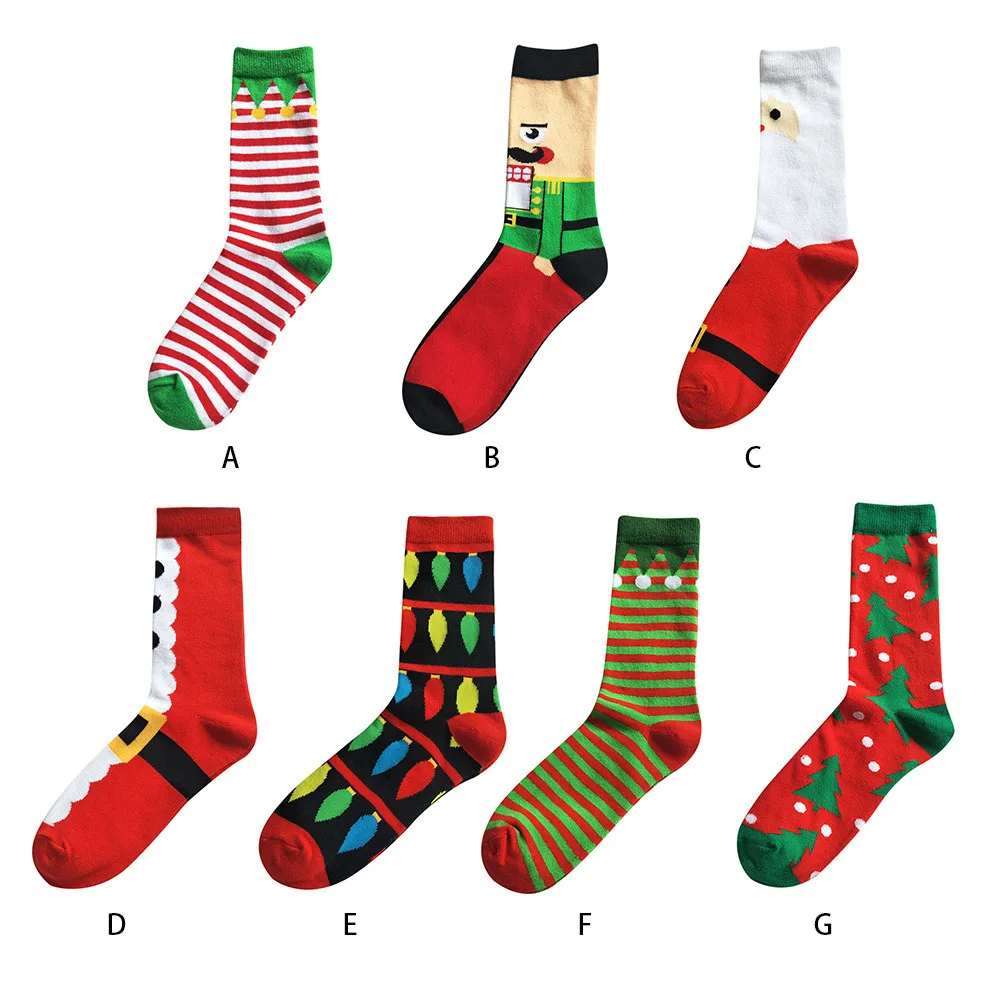 Новинка яркие рождественские носки из чистого хлопка с рисунком 102 #3 | Женская