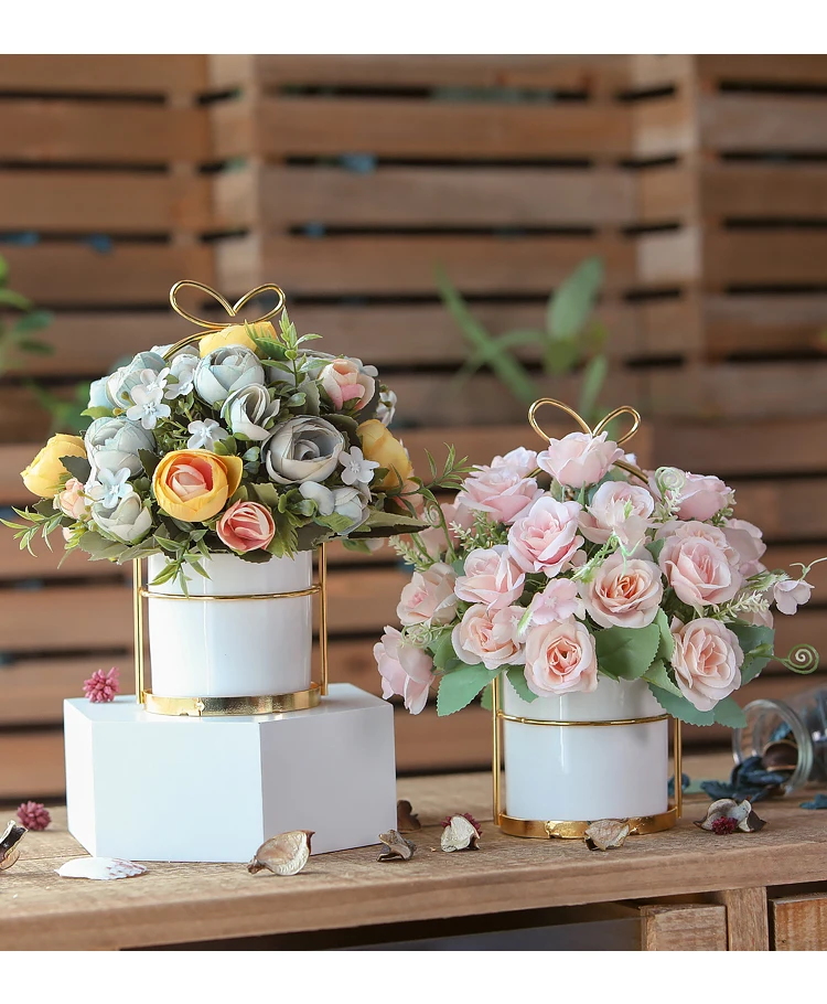 Европейский стиль искусственный набор горшков для цветов ваза сервировки стола