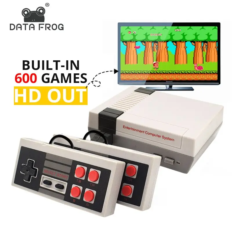 DATA FROG Мини ТВ игровая консоль 8 бит Ретро видео игровая консоль встроенные 620 игры с двойными контроллерами Ручной игровой плеер
