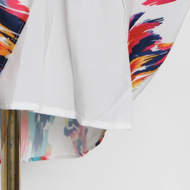 

SeeBeautiful Print Ruffles Irregular Stitching Loose Dress V-neck Long Sleeve High Waist Women Summer 2021 New Fashion G182