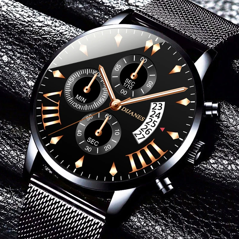 

Mode Herren Luxury Business Uhren Schwarz Edelstahl Mesh Gurtel Quarz Armbanduhr Manner Casual Klassische Uhr reloj hombre