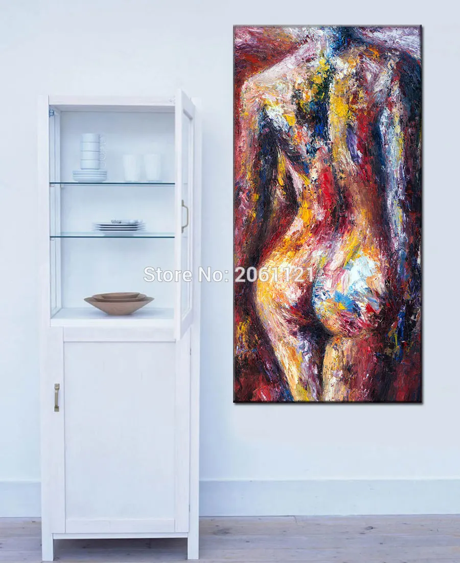 

Contemporary Modern colorfull nude art painting hand painted unique ideas sexy woman body canvas oil painting wall decor