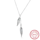 Женское Винтажное колье из серебра 925 пробы, с подвеской в виде двух листьев