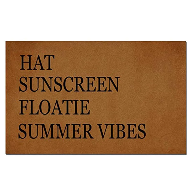 

Funny Doormat Custom Indoor Doormat -Hat Sunscreen Floatie Summer Vibes Doormat Funny Front Mats Home and Office Decorative Ent