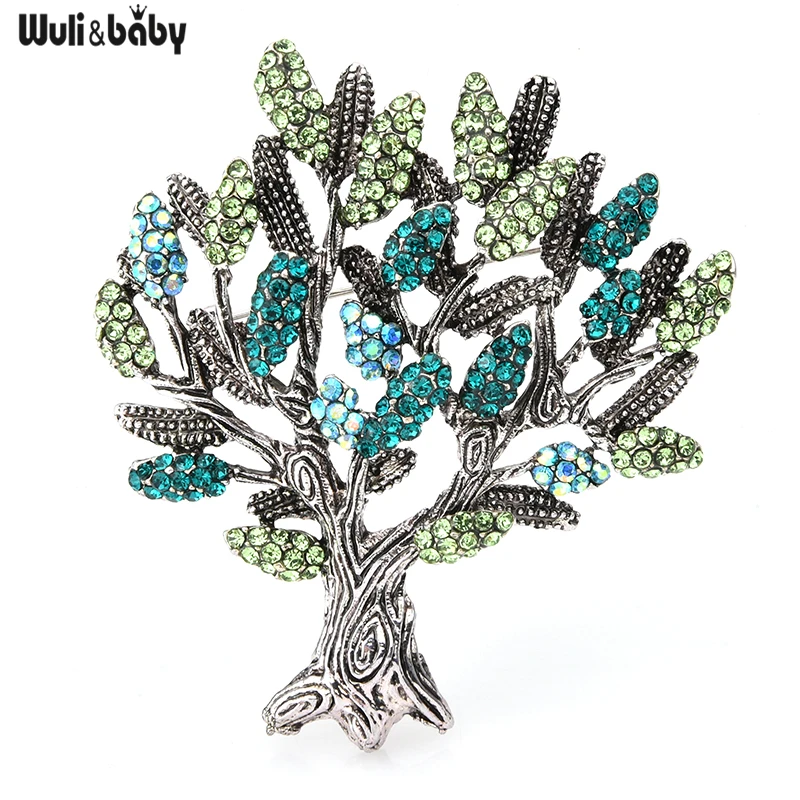 Wuli &amp baby зеленые и розовые стразы Женская металлическая брошь в виде счастливого