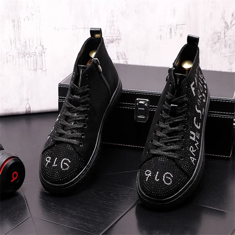 

Winter Warm Plush Boots Luxury Rhinestone Designer Men Sneakers Punk Hip Hop Flat Casual Shoes Trainers Chaussure Homme