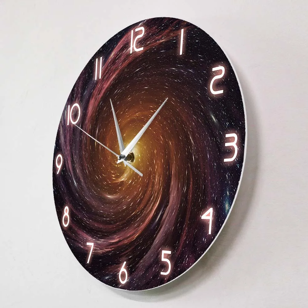 Настенные часы с черным отверстием в космосе современный дизайн астрономия