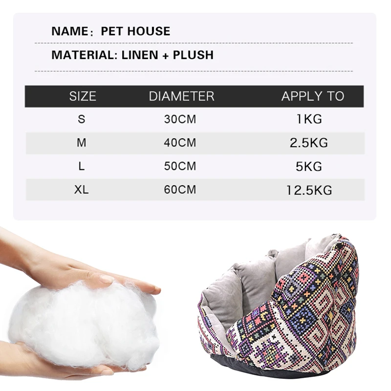

Non-Slip Cat Bed Winter Warm Pet House Cave Soft Comfortable Kennel Kitten Sofa Short Plush Pet Cushion for Small Medium Dogs