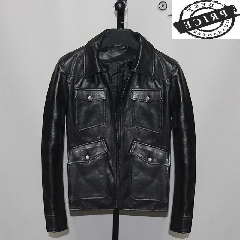 

Genuine Leather Jacket Men 100% Real Sheepskin Coat Casual Mens Clothing Plus Size axl Autumn Winter 2021 Hommes Veste aa