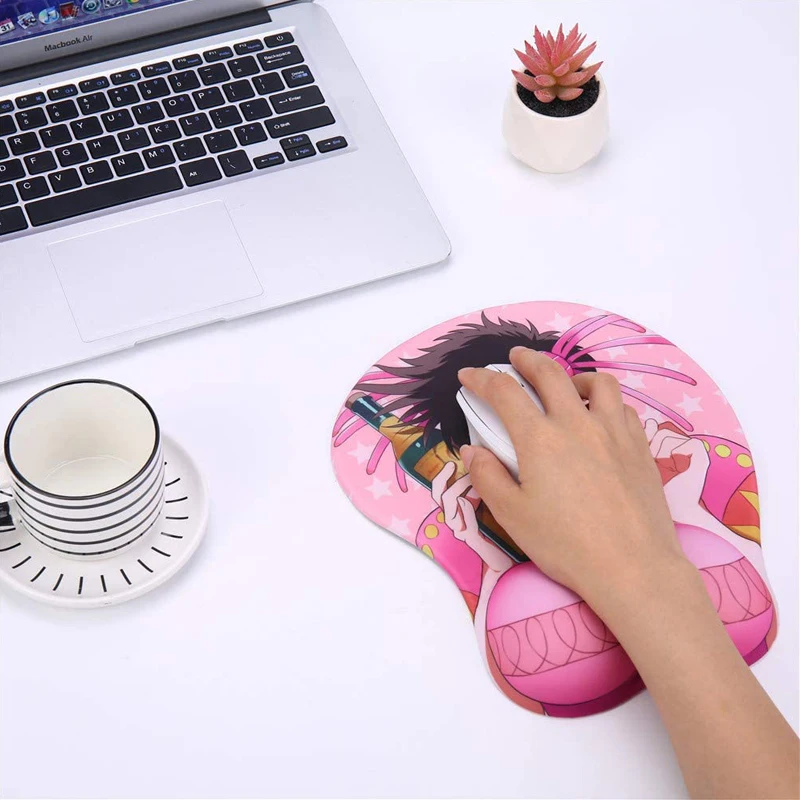 pinktortoise jojo joseph joestar anime 3d wrist rest mouse pad mat pink jo jo bizarre adventure mousepad for laptop pc free global shipping