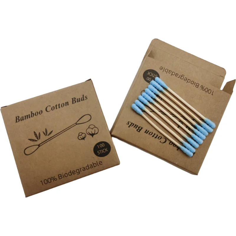 Эко биоразлагаемые бамбуковые ватные палочки компостированные деревянные для