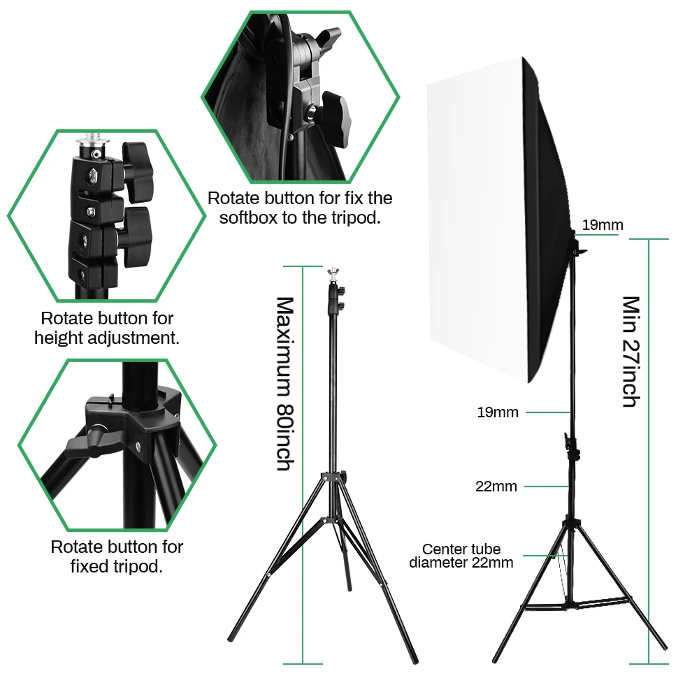 50x70 см софтбокс для фотосъемки светильник ing Kit E27 розетка профессиональное