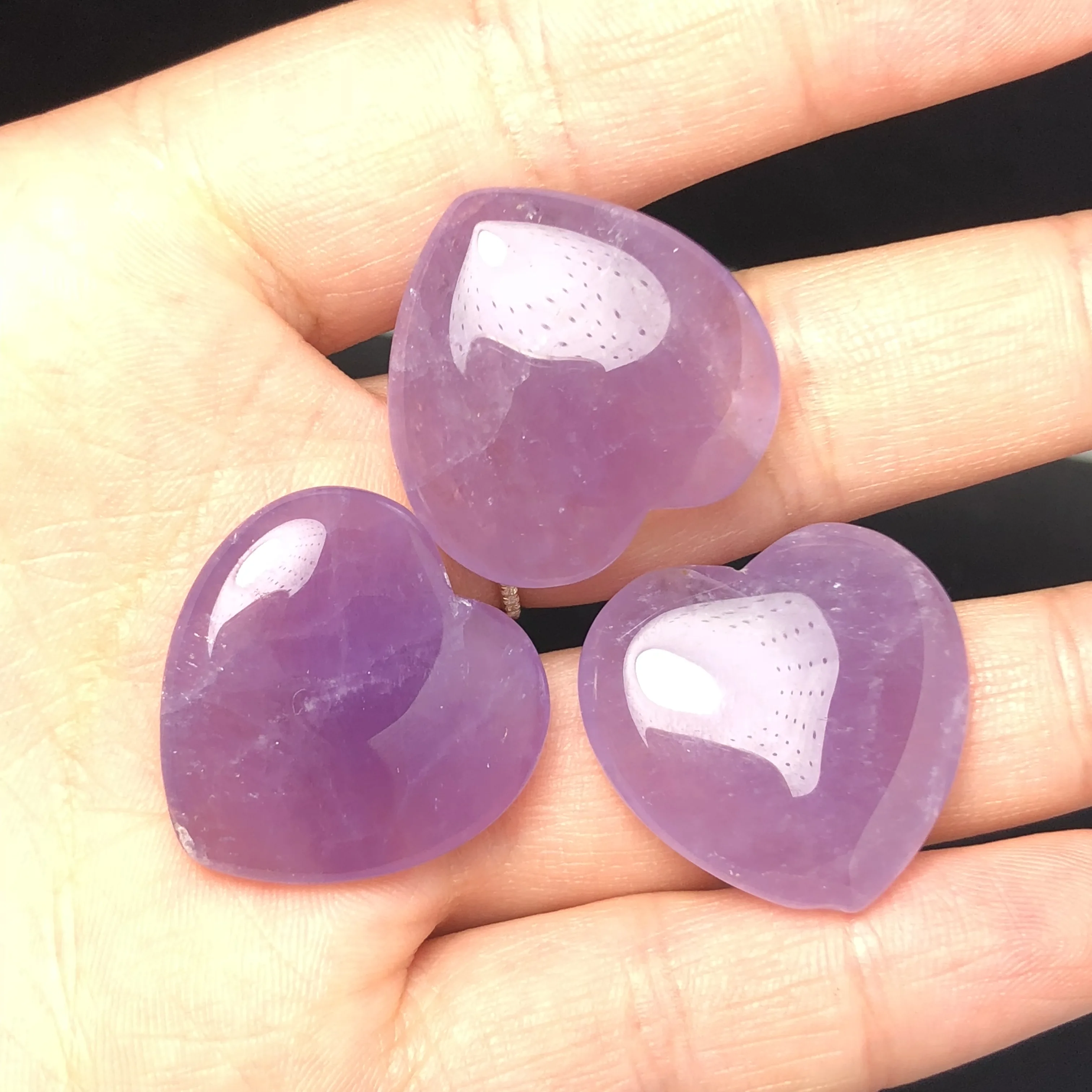 3 шт. натуральный аметист в форме сердца массаж кварцевый кристалл и минерал
