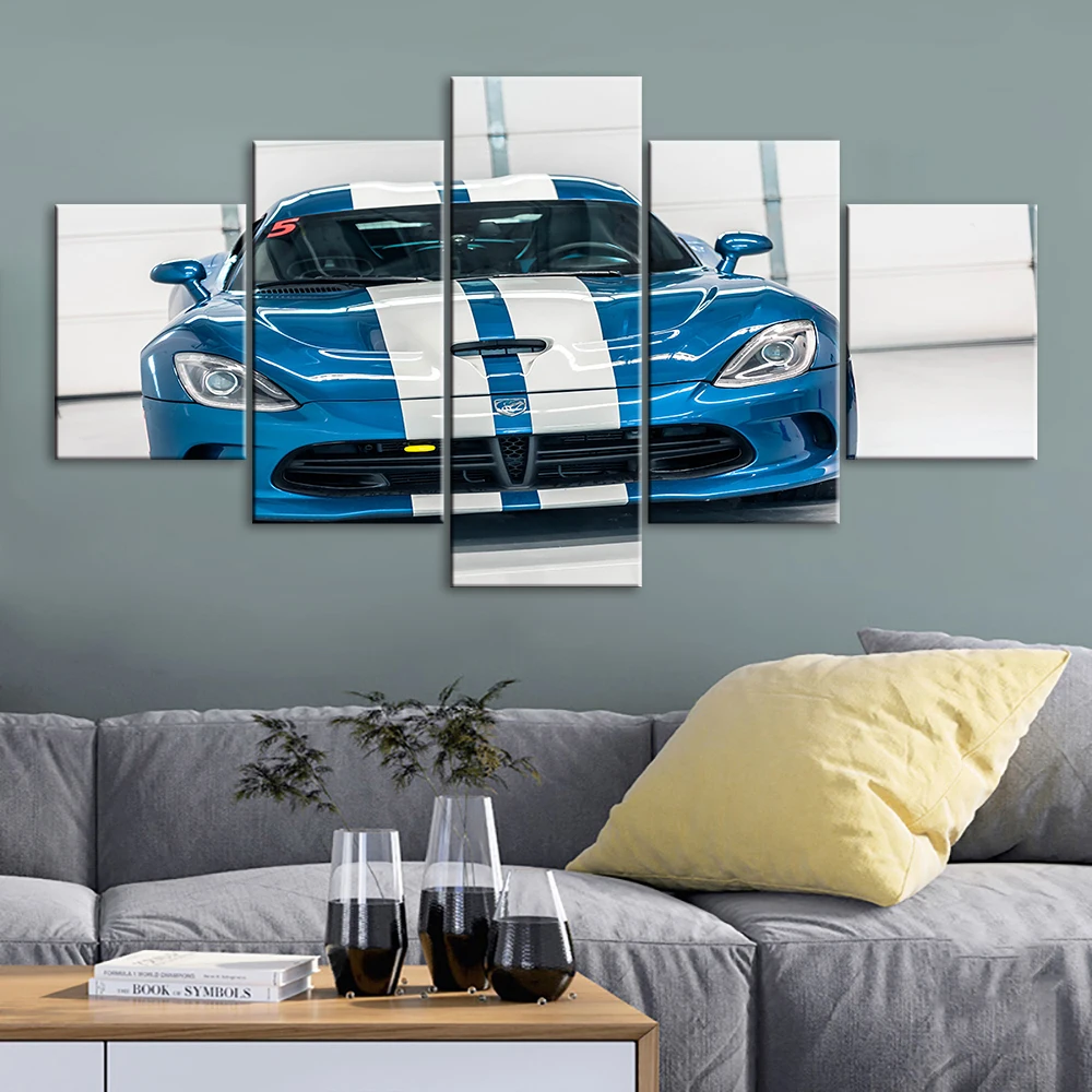 Модульная картина HD Печать на холсте синий белый автомобиль красивая плакат для