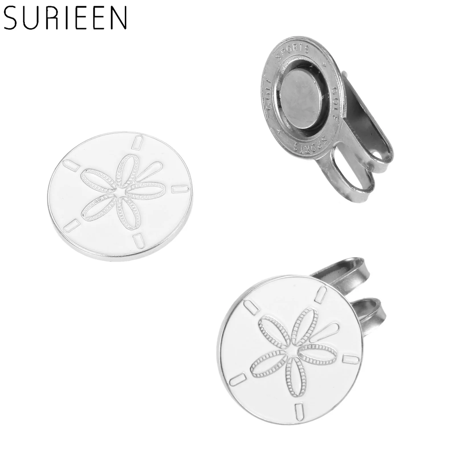 1 шт. портативный магнитный зажим из сплава с белым цветочным узором для шляпы