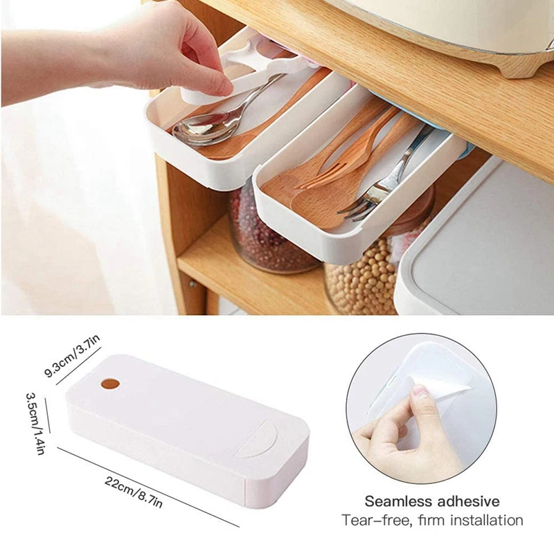 

3 Packs Under Desk Drawer, Desktop Storage for Pens Pencils Paperclips Desk Organizer Office/SchoolDesk (White)