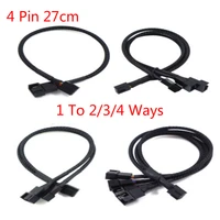 4 pin pwm fan cable 1 to 234 ways splitter black sleeved 27cm extension cable connector 4pin pwm extension cables