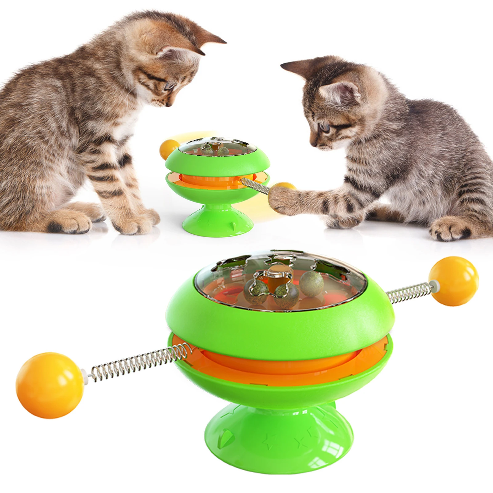 

Cat Turntable Toys Pet Toys Funny Cat Stick Multifunctional Turntable Catnip Toy Teasing Interactive Puppy Toys For Cats Dogs