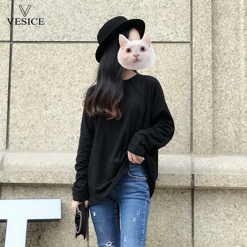 Новинка 2019 осенняя Женская Корейская футболка из бамбукового хлопка с длинным