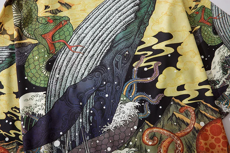 

Yukata Men Kimono Cardigan Men Japanese Kimonos Top Coat Kimono Cosplay Costume Print Asian Clothes Summer Beach Casual Shirts