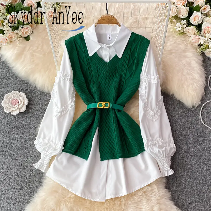 Весна-Осень 2022 костюмы в корейском студенческом стиле женские белые шикарные