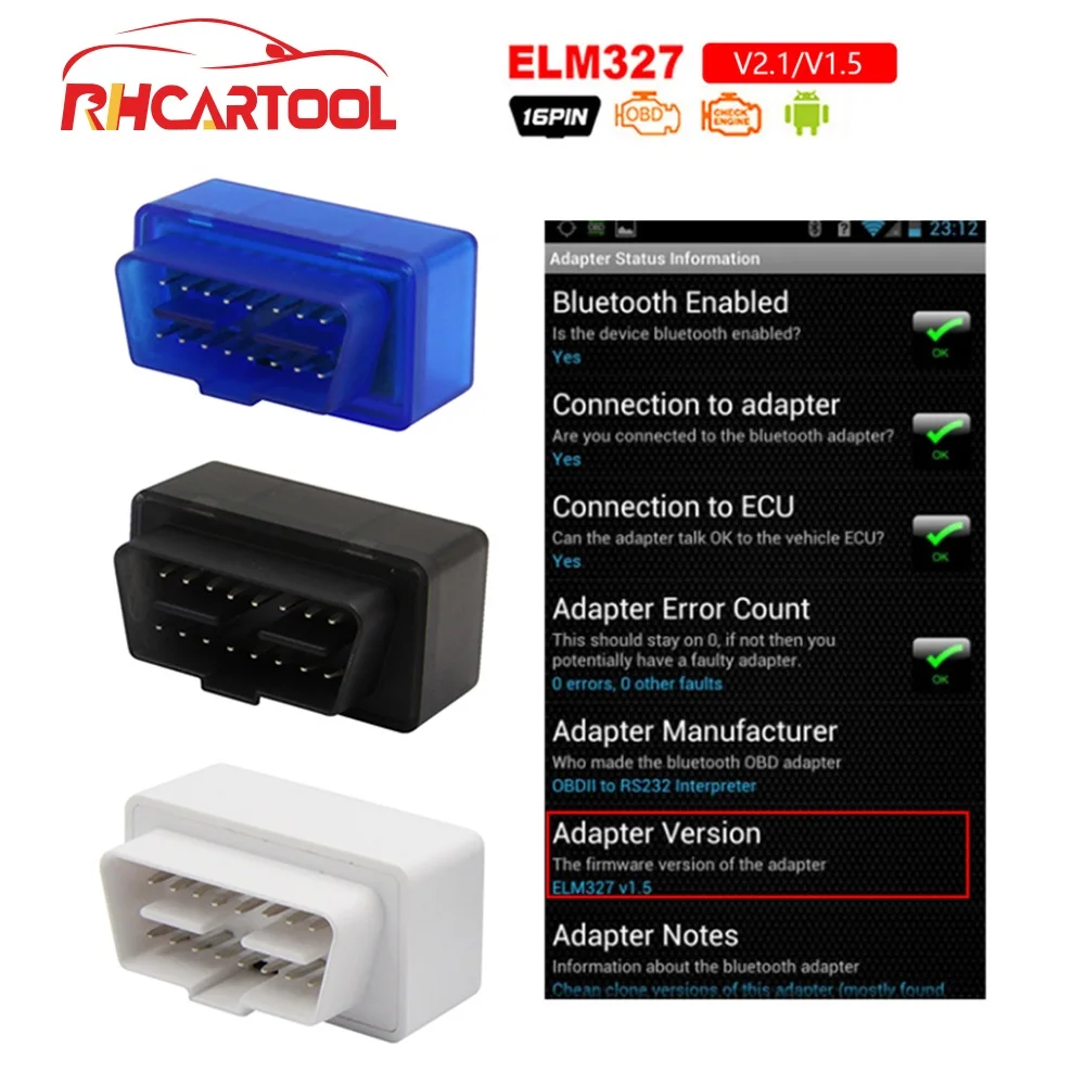 

Car accessories OBD2 Mini ELM327 V1.5 V2.1 OBD 2 Code Reader ELM 327 2.1 Diagnostic Scanner Tool Work on Android/PC