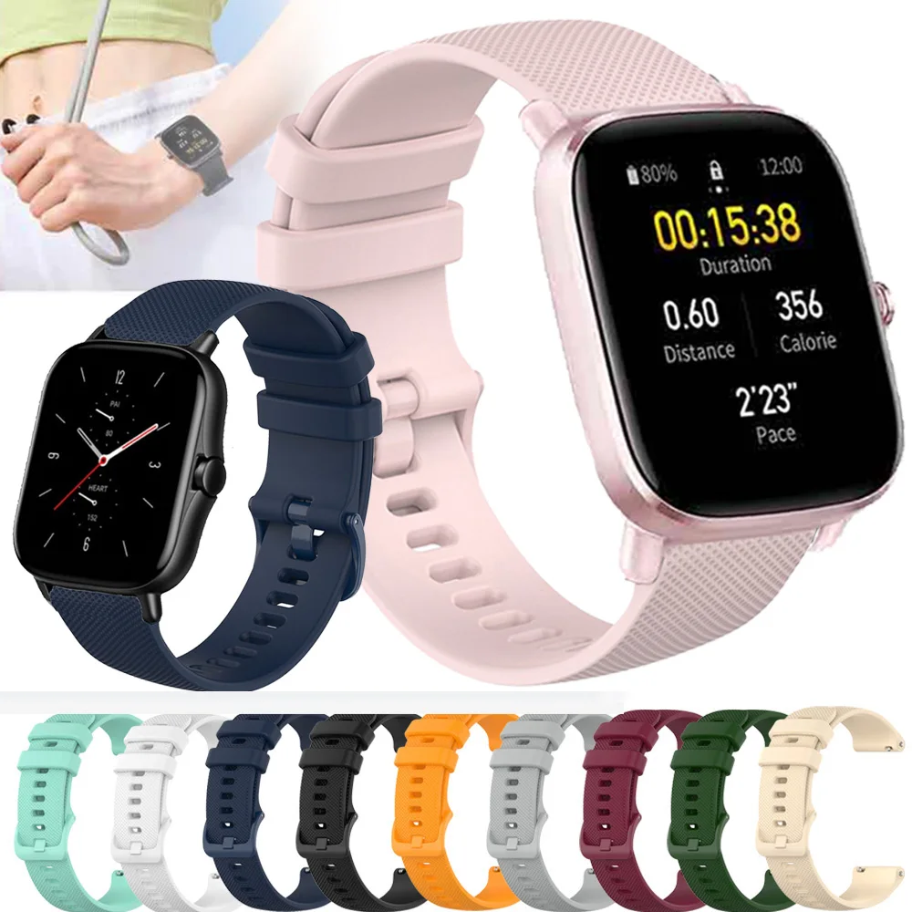 

For Huami Amazfit GTS 2 mini 2e gts2 Strap Grid Pattern Silicone Watchbands 20mm Watch Band Bracelet Correa Amazfit GTS ремешок