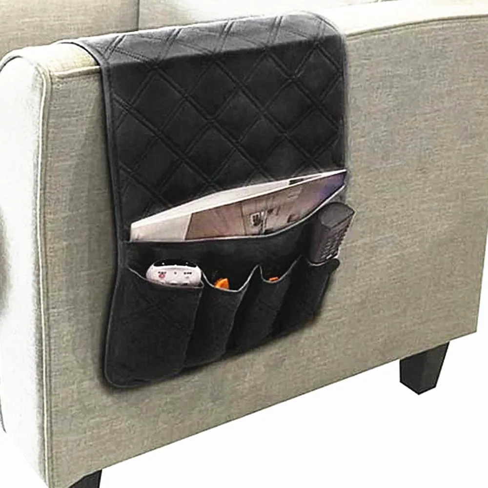 Foldable Sofa Chair Arm Rest 6 Pocket Organiser Couch Remote Control Table Organizer Storage Tray Holder Magazine Rack Candy Bag