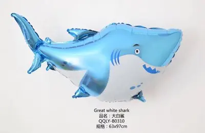 Great white shark 1 шт. день рождения композиция шар КИТ ИГРУШКА рыбка Омар кокосовое дерево океан серии Русалка алюминиевый шар - Цвет: Great white shark