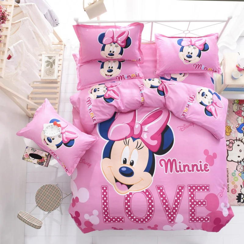 

Disney Pink Mickey Mouse Minnie Mouse Winnie Duvet Cover Set Twin Single Size Bedding Set For Children Boys Girls Bedroom Decor