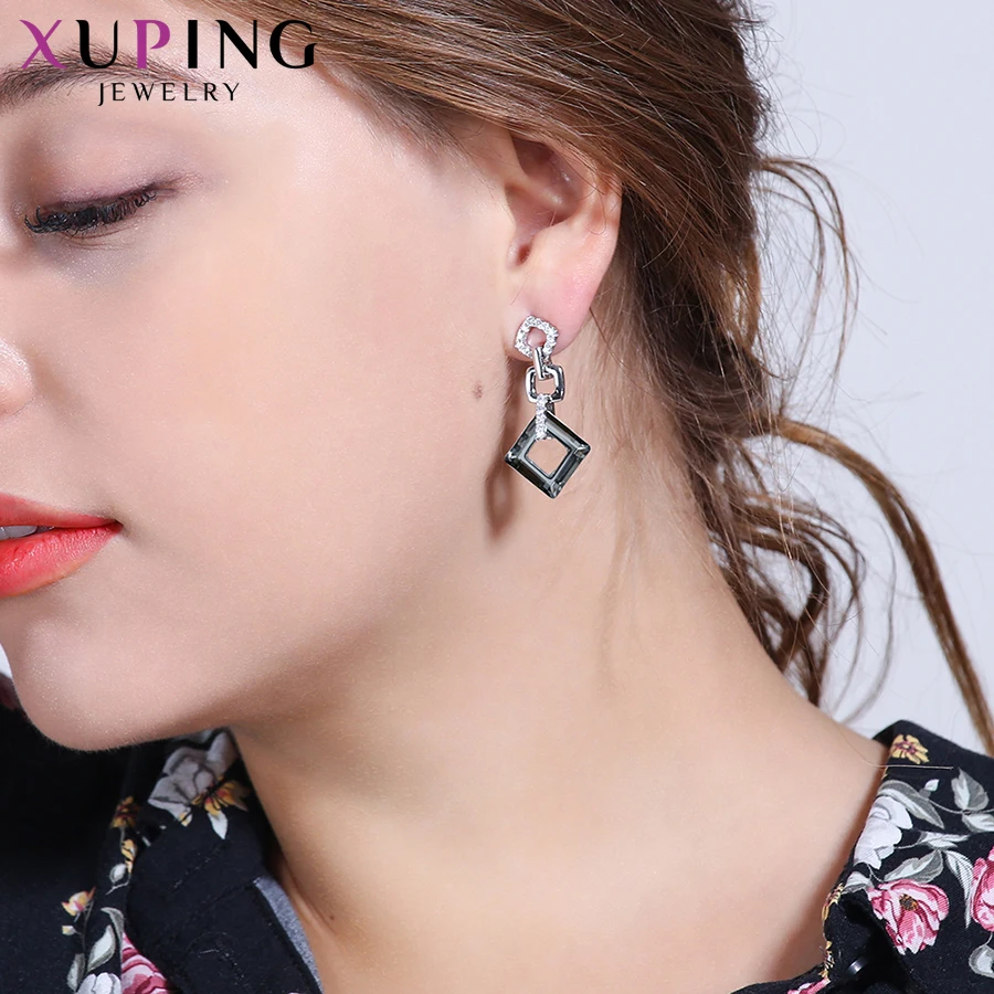 Xuping, изысканные цветные серьги, высокое качество, кристаллы от Swarovski, цветное покрытие, для женщин, подарок на день Святого Валентина, S89-202