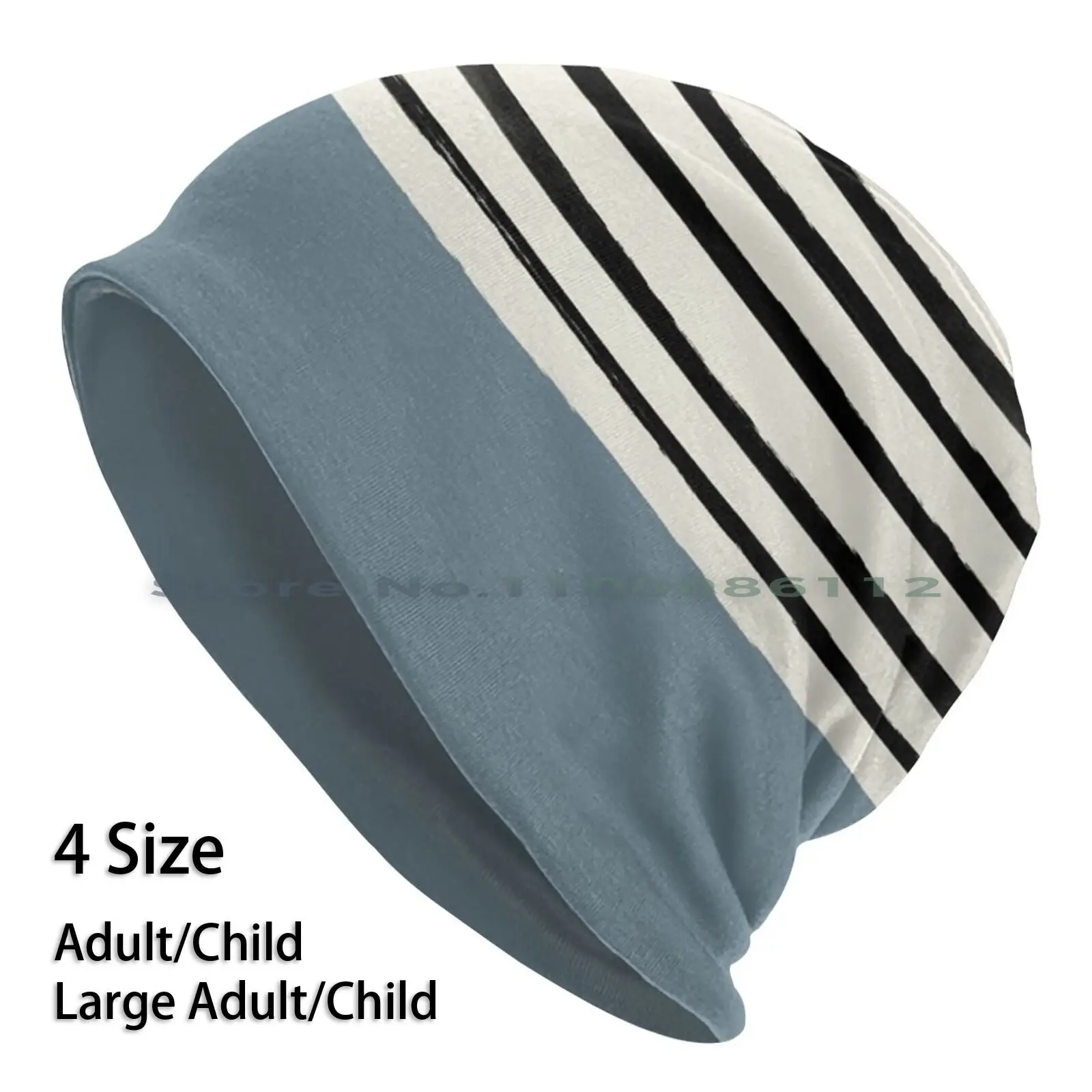 

Шапка-бини в полоску, с цветным принтом