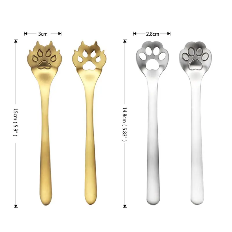 Ложка из нержавеющей стали с мультяшным котом OBR милый коготь кошки кофейная