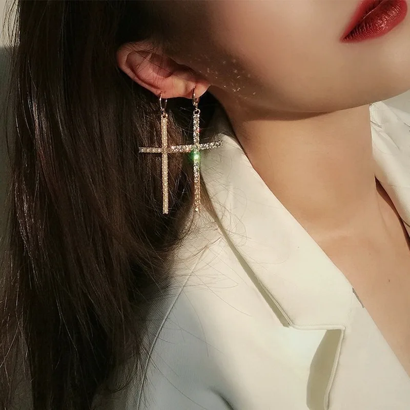 

1Pair Gold Silver Color Small Cross Drop Dangle Earrings For Women New Trendy Fashion Ear Drop Piercing Jewelry Pendientes Mujer