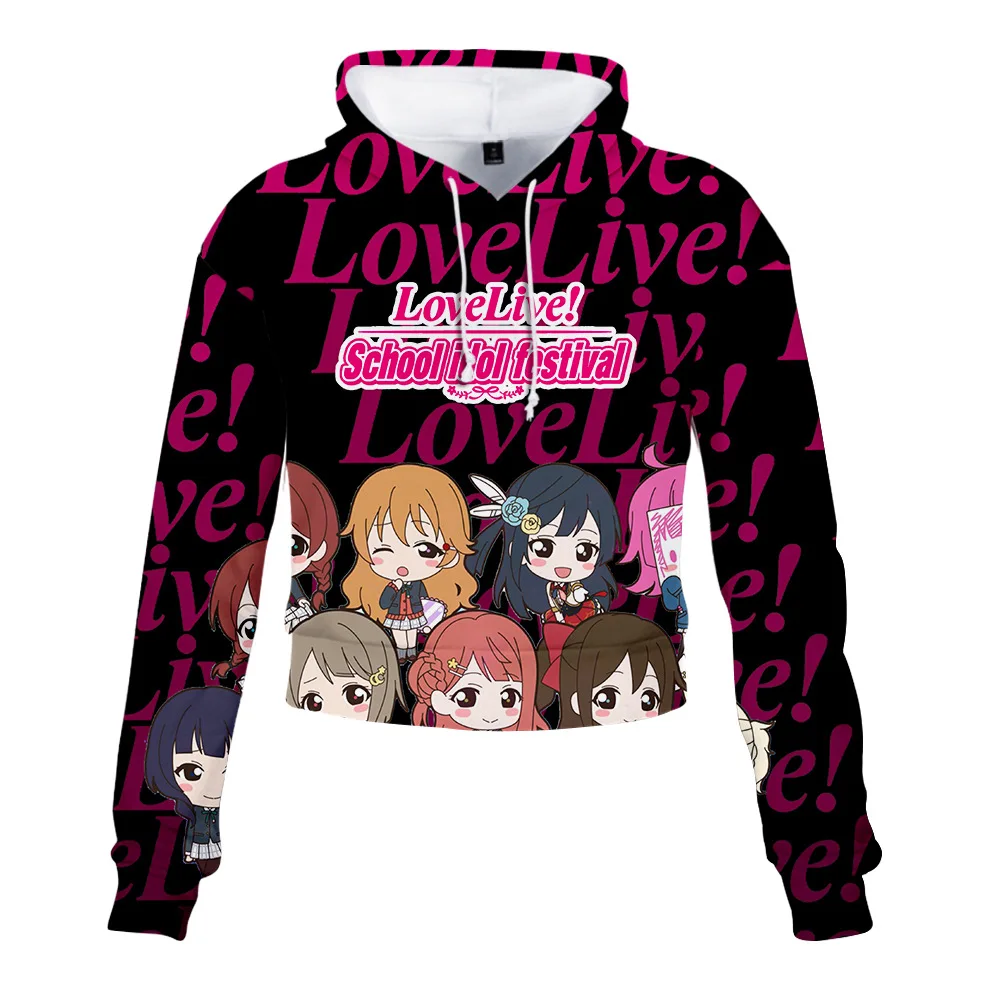 

Anime LoveLive! Love Live Crop Top Hoodie for Girls Harajuku Cropped Sweatshirt Streetwear Hip Hop Long Sleeve Pullover Tops