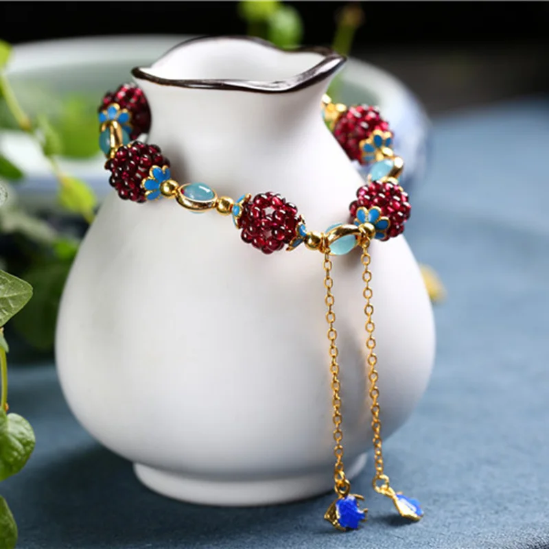 Прямая поставка 100% гранат браслет Вселенная Галактический Femme винный красный