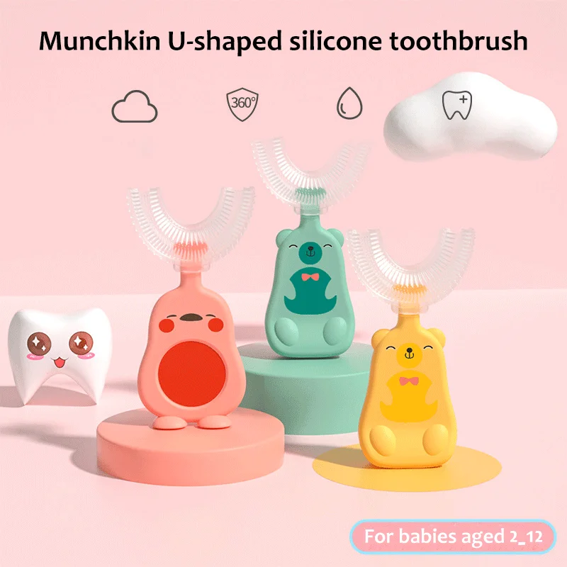 Детская зубная щетка U-образной формы для тщательного очищения зубов на 360 ° детей