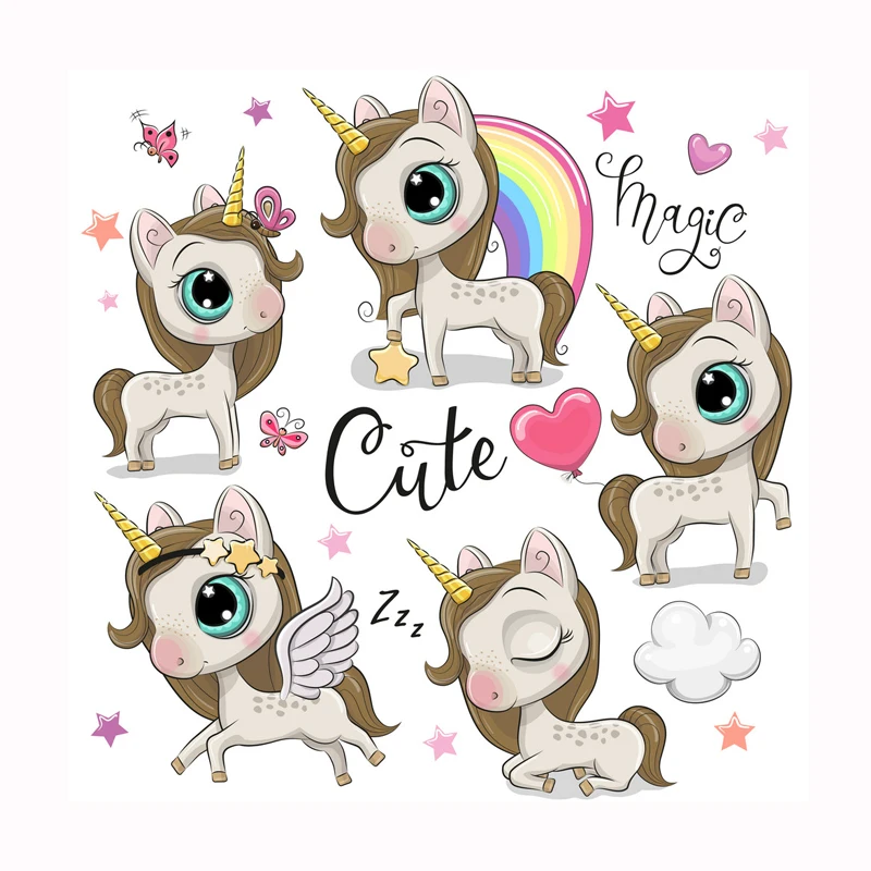 Diy милые животные комбинация единорога утюгом патчи для одежды искусственное