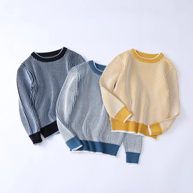 

Children's striped knitted sweater, cotton coat, 3, 4, 6, 8 and 10 years old, autumn and winter, 2020